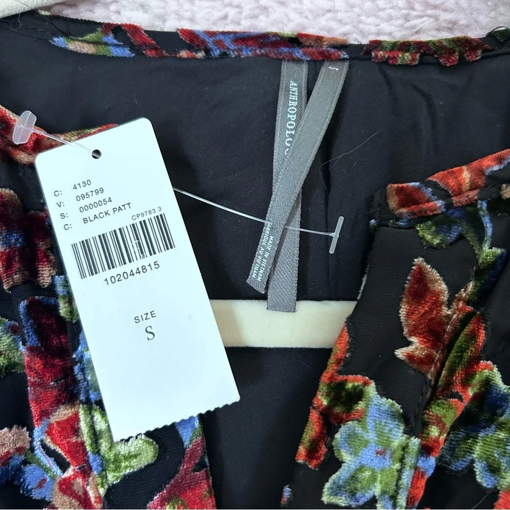 NWT Anthropologie Somerset Floral Velvet Mini Dress Size Small Boho Fall Event - Picture 6 of 14